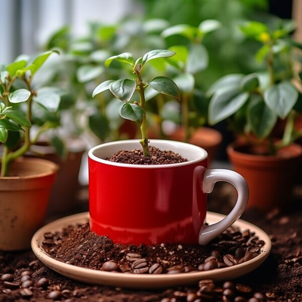 커피박을 활용한 친환경 조경 토양개량제를 사용한 화분. [사진=포스코이앤씨 제공]