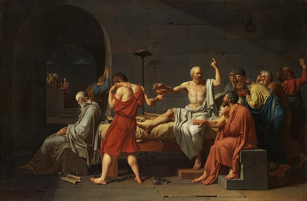 프랑스의 화가 자크 다비드의 유화 '소크라테스의 죽음(1787년)' [사진=Wikimedia Commons]